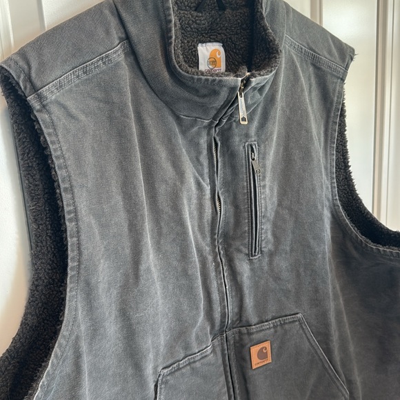 Carhartt Men's Washed Duck Sherpa-Lined Mock-Neck Vest size 2XL - Picture 3 of 11